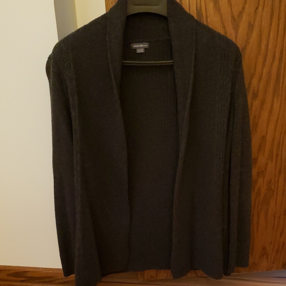Small Eddie Bauer Dark Gray Open Front Cardigan